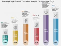 Bar graph style timeline year based analysis for growth and target flat powerpoint design