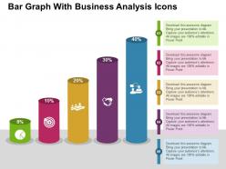 Bar graph with business analysis icons flat powerpoint design