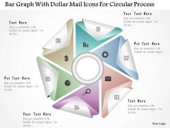 Bar graph with dollar mail icons for circular process powerpoint template