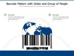 Barcode pattern with globe and group of people