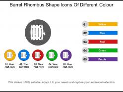 Barrel rhombus shape icons of different colour