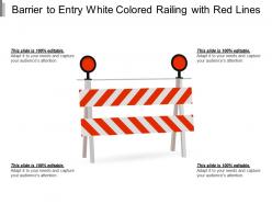 Barrier to entry white colored railing with red lines