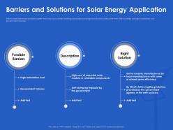 Barriers and solutions for solar energy application high ppt powerpoint infographics slides