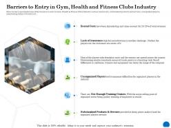 Barriers to entry in gym health and fitness clubs industry awareness ppt powerpoint presentation introduction