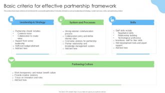 Basic Criteria For Effective Partnership Framework