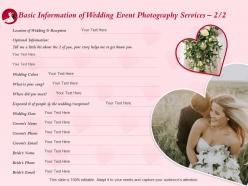 Basic information of wedding event photography services l1514 ppt powerpoint templates