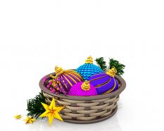 Basket with colorful decorative lights stock photo