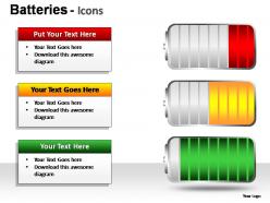 Batteries icons powerpoint presentation slides