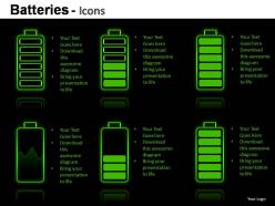 Batteries icons powerpoint presentation slides
