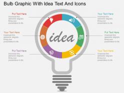 Bb bulb graphic with idea text and icons flat powerpoint design