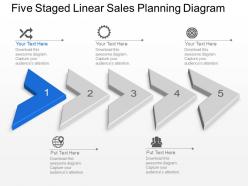 Bb five staged linear sales planning diagram powerpoint template slide