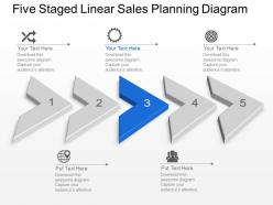 Bb five staged linear sales planning diagram powerpoint template slide