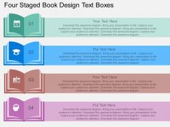 Bb four staged book design text boxes flat powerpoint design