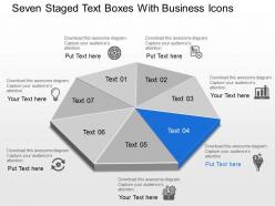 Bb seven staged text boxes with business icons powerpoint template