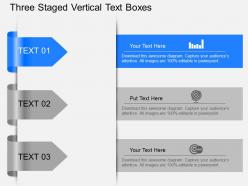 Bb three staged vertical text boxes powerpoint template slide