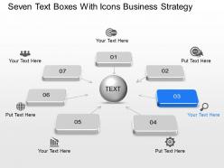 Bc seven text boxes with icons business strategy powerpoint template