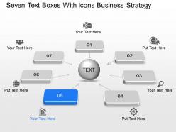 Bc seven text boxes with icons business strategy powerpoint template