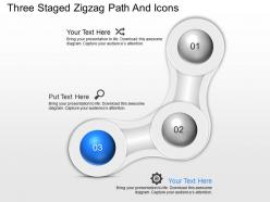 Bc three staged zigzag path and icons powerpoint template slide
