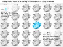 Bd blue crushed paper in middle of white papers for idea generation powerpoint template