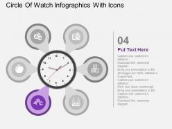 Bd circle of watch infographics with icons flat powerpoint design