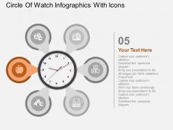 Bd circle of watch infographics with icons flat powerpoint design