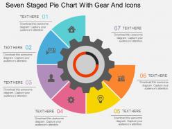 bd Seven Staged Pie Chart With Gear And Icons Flat Powerpoint Design