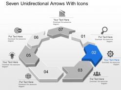 Bd seven unidirectional arrows with icons powerpoint template