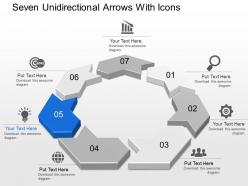 Bd seven unidirectional arrows with icons powerpoint template