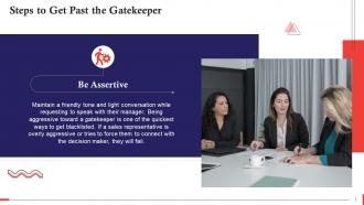 Be Assertive To Get Past Gatekeeper For Selling Training Ppt