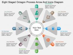 be Eight Staged Octagon Process Arrow And Icons Diagram Flat Powerpoint Design