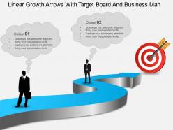 Be linear growth arrows with target board and business man powerpoint template