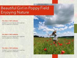 Beautiful girl in poppy field enjoying nature