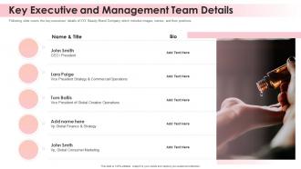 Beauty brand key executive and management team details ppt styles microsoft
