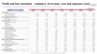 Beauty Salon Business Plan Profit And Loss Statement Summary Of Revenue Cost And Expenses BP SS Best Images