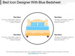 Bed icon designer with blue bedsheet