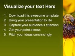 Bee on yellow flower nature powerpoint templates and powerpoint backgrounds 0311