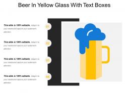 Beer in yellow glass with text boxes