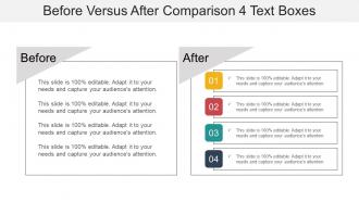 Before versus after comparison 4 text boxes powerpoint graphics