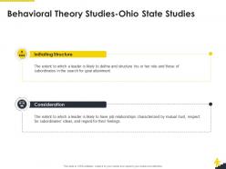 Behavioral theory studies ohio state studies corporate leadership ppt slides