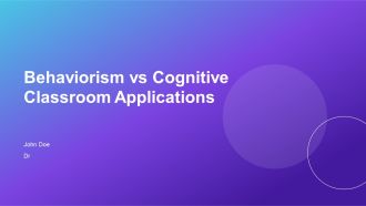 Behaviorism Vs Cognitive Classroom Applications PPT Slides AT
