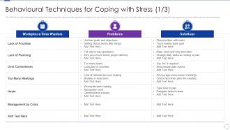 Behavioural Techniques For Coping With Stress Wasters Organizational Change And Stress