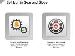 Bell icon in gear and globe