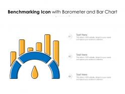 Benchmarking icon with barometer and bar chart