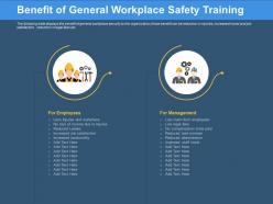 Benefit of general workplace safety training staff moral ppt powerpoint presentation gallery maker