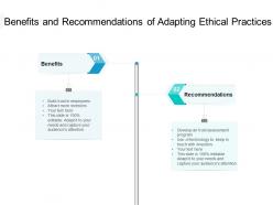 Benefits and recommendations of adapting ethical practices