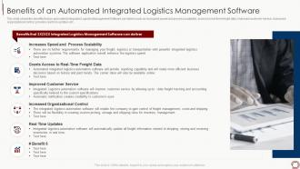 Benefits automated integrated supply chain management tools enhance logistics efficiency