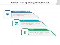 Benefits directing management function ppt powerpoint presentation slides background designs cpb