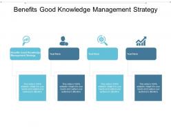 Benefits good knowledge management strategy ppt powerpoint presentation show graphics cpb