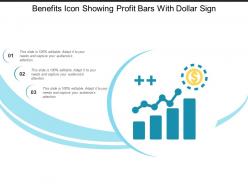 Benefits icon showing profit bars with dollar sign