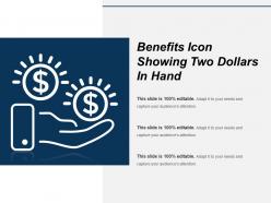 Benefits icon showing two dollars in hand